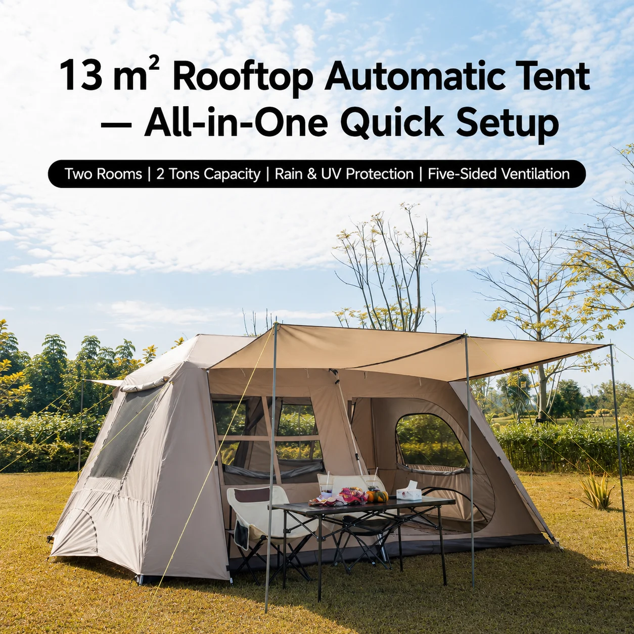 13㎡ Instant Cabin Camping Tent For Family image 2