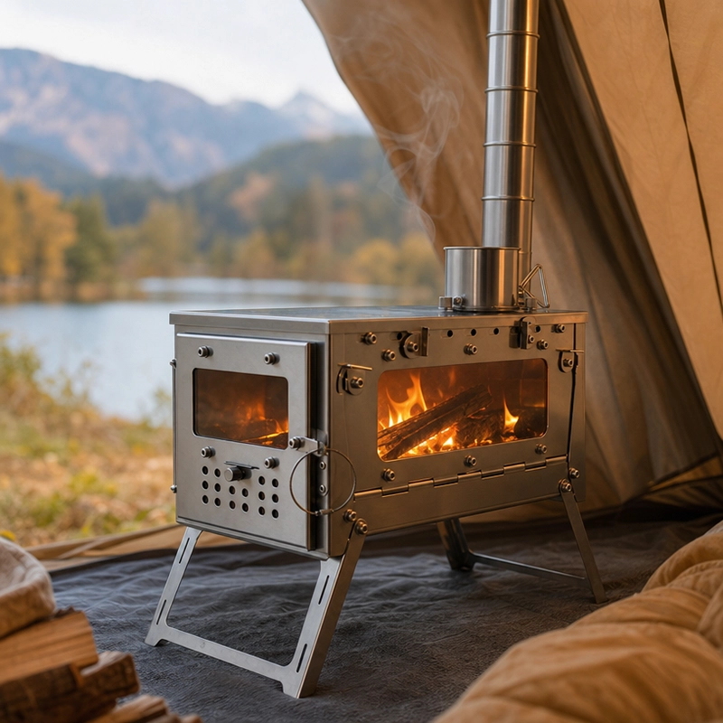 Portable Foldable Stainless WoodFire Tent Stove Heater image 1
