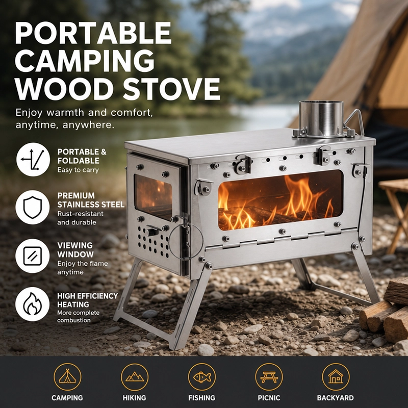 Portable Foldable Stainless WoodFire Tent Stove Heater image 9