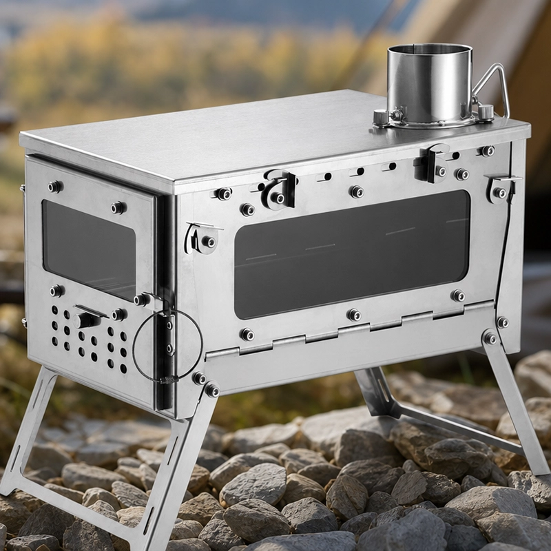Portable Foldable Stainless WoodFire Tent Stove Heater image 6
