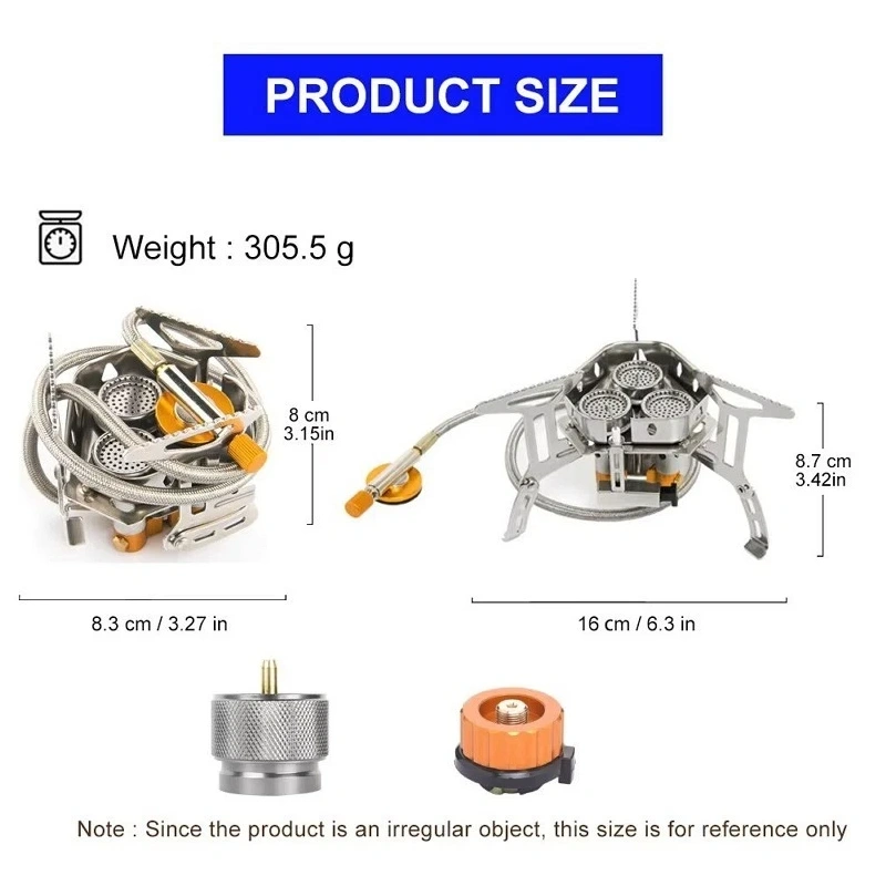 Camping Gas Stove Backpacking Burner Portable Hiking Cooker w/ LPG Adapter image 5
