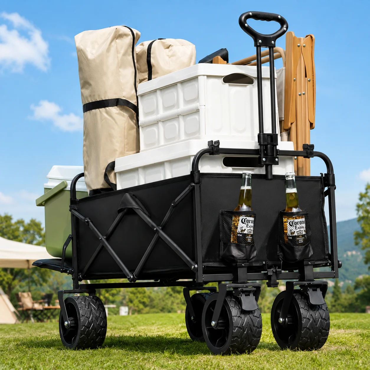 Heavy Duty Folding Wagon Cart Camping Trolley Beach Utility Garden Outdoor Cart image 2