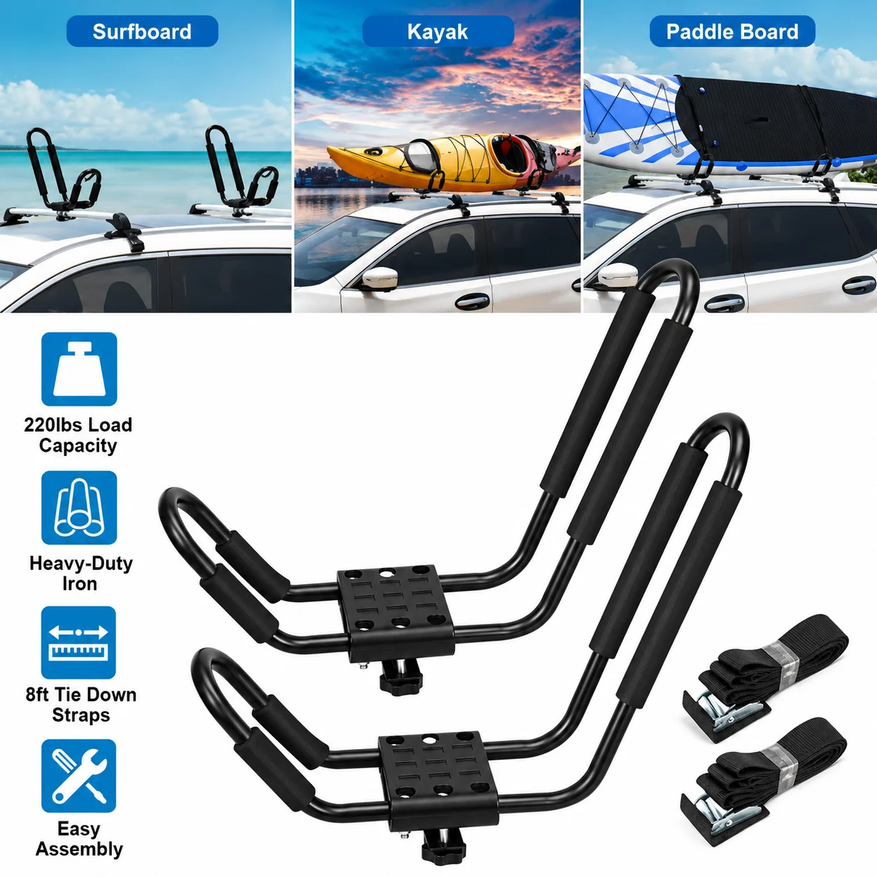 Kayak Roof Rack for Car Top Roof Mount Carrier  image 7