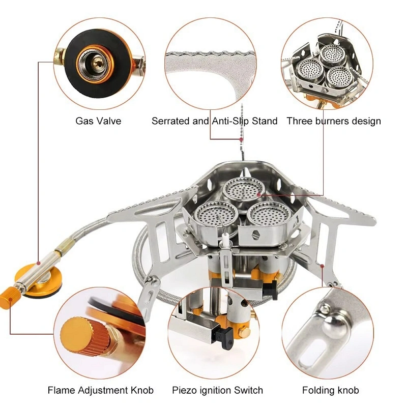 Camping Gas Stove Backpacking Burner Portable Hiking Cooker w/ LPG Adapter image 3