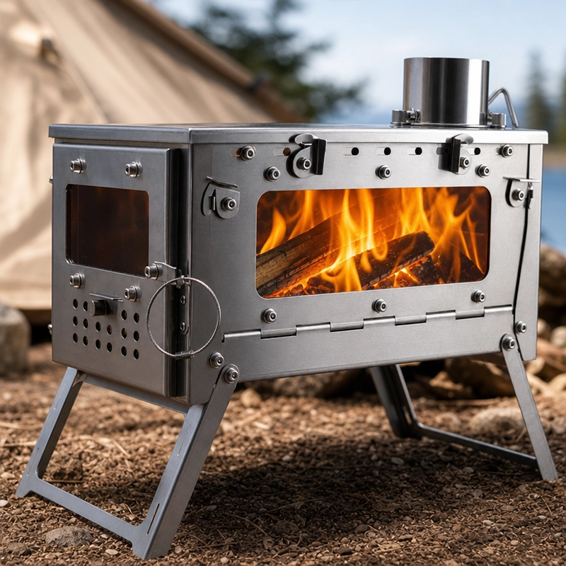 Portable Foldable Stainless WoodFire Tent Stove Heater image 4