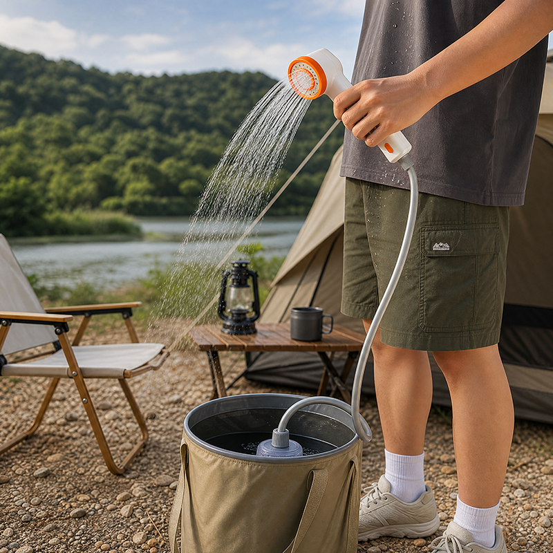 Rechargeable Portable Camping Shower Pump USB LED Light image 6