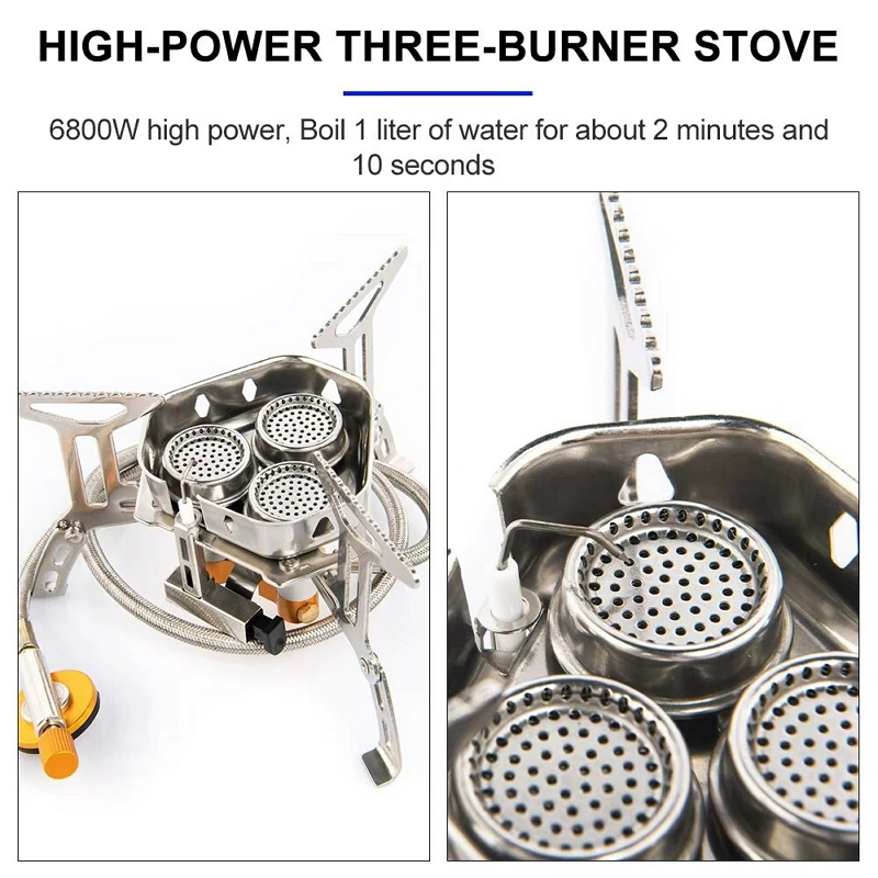 Camping Gas Stove Backpacking Burner Portable Hiking Cooker w/ LPG Adapter image 2