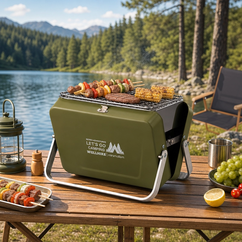 Portable Folding Charcoal BBQ Grill Camping Picnic Outdoor Barbecue Stove image 4