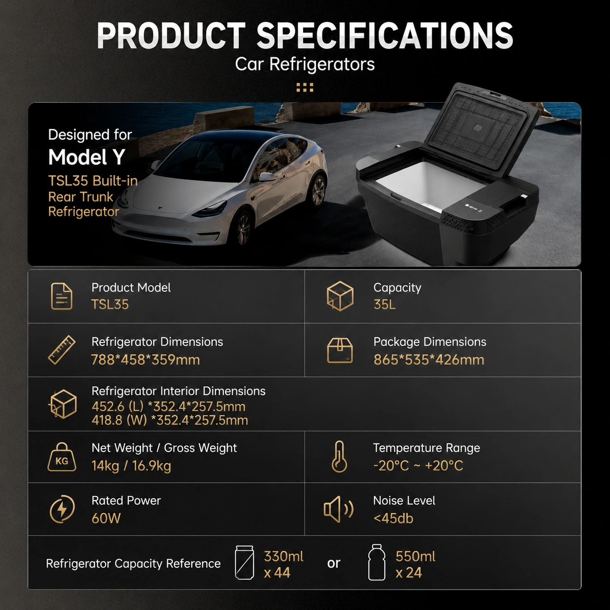 35L Car Fridge Freezer for Tesla Model Y Rear Trunk image 9