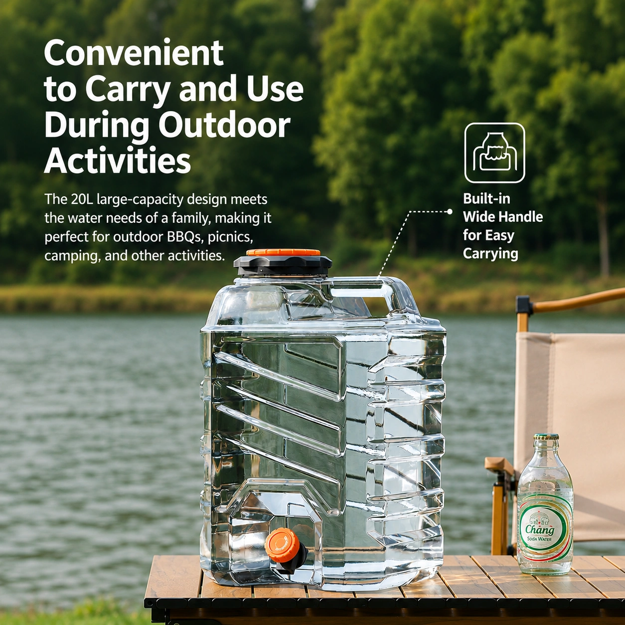 28L Camping Water Container with Electric Pump Portable Water Storage Tank BPA Free image 2