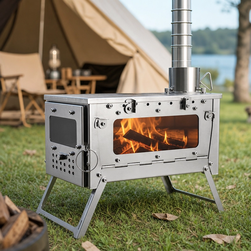 Portable Foldable Stainless WoodFire Tent Stove Heater image 2