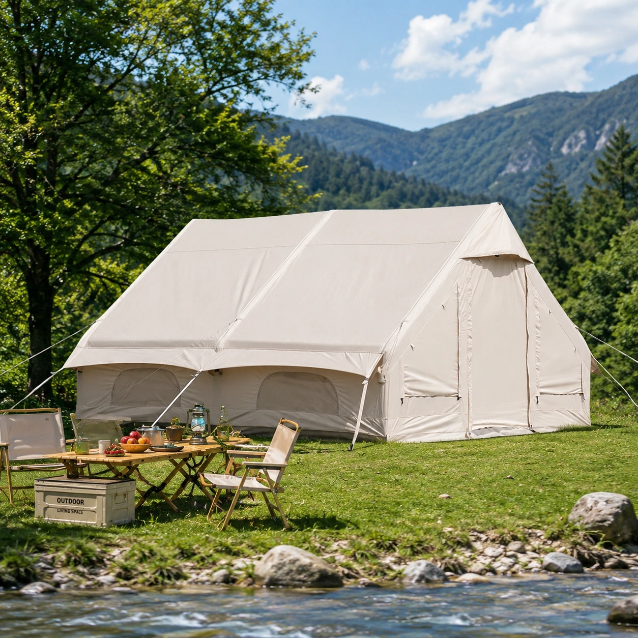 12㎡ Oxford Fabric Inflatable Camping Tent 600D Double Door Glamping Air Tent image 3