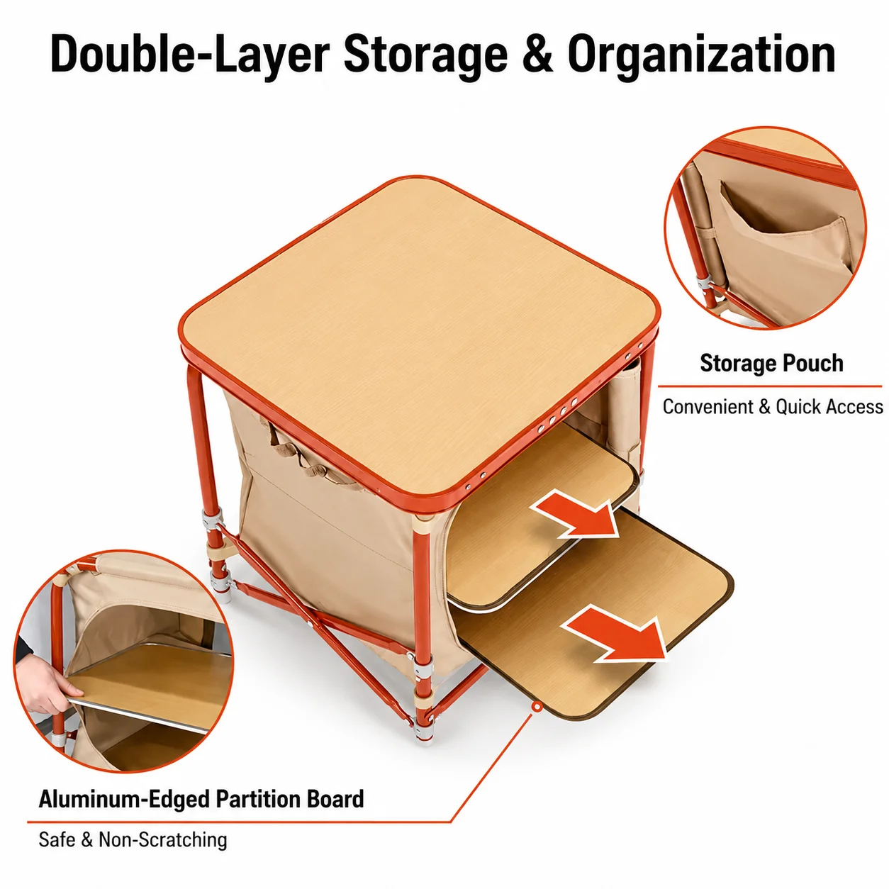 Portable Camping Storage Cabinet Folding Outdoor Kitchen Table Cupboard Shelf image 9