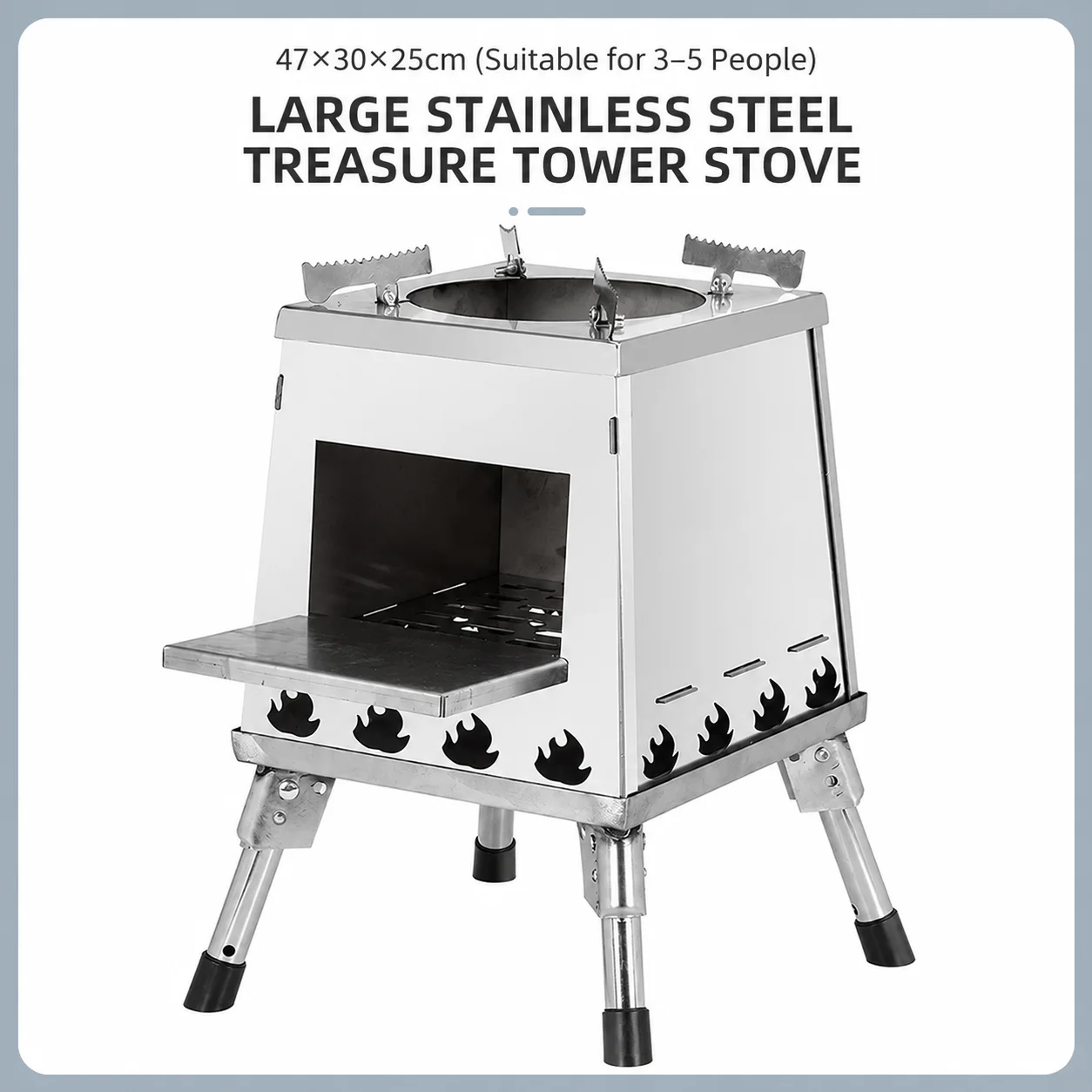 Portable Folding Wood Burning Camping Stainless Steel Stove image 2