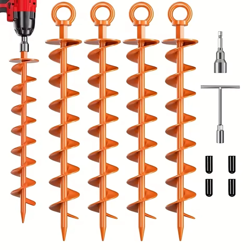 4PCS Ground Anchor Screw Stakes Heavy Duty Tent Gazebo Trampoline Auger Kit image 1