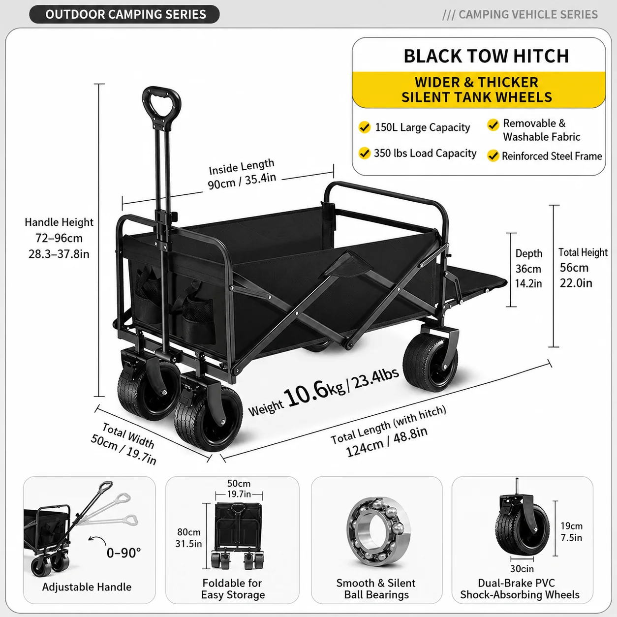 Heavy Duty Folding Wagon Cart Camping Trolley Beach Utility Garden Outdoor Cart image 5