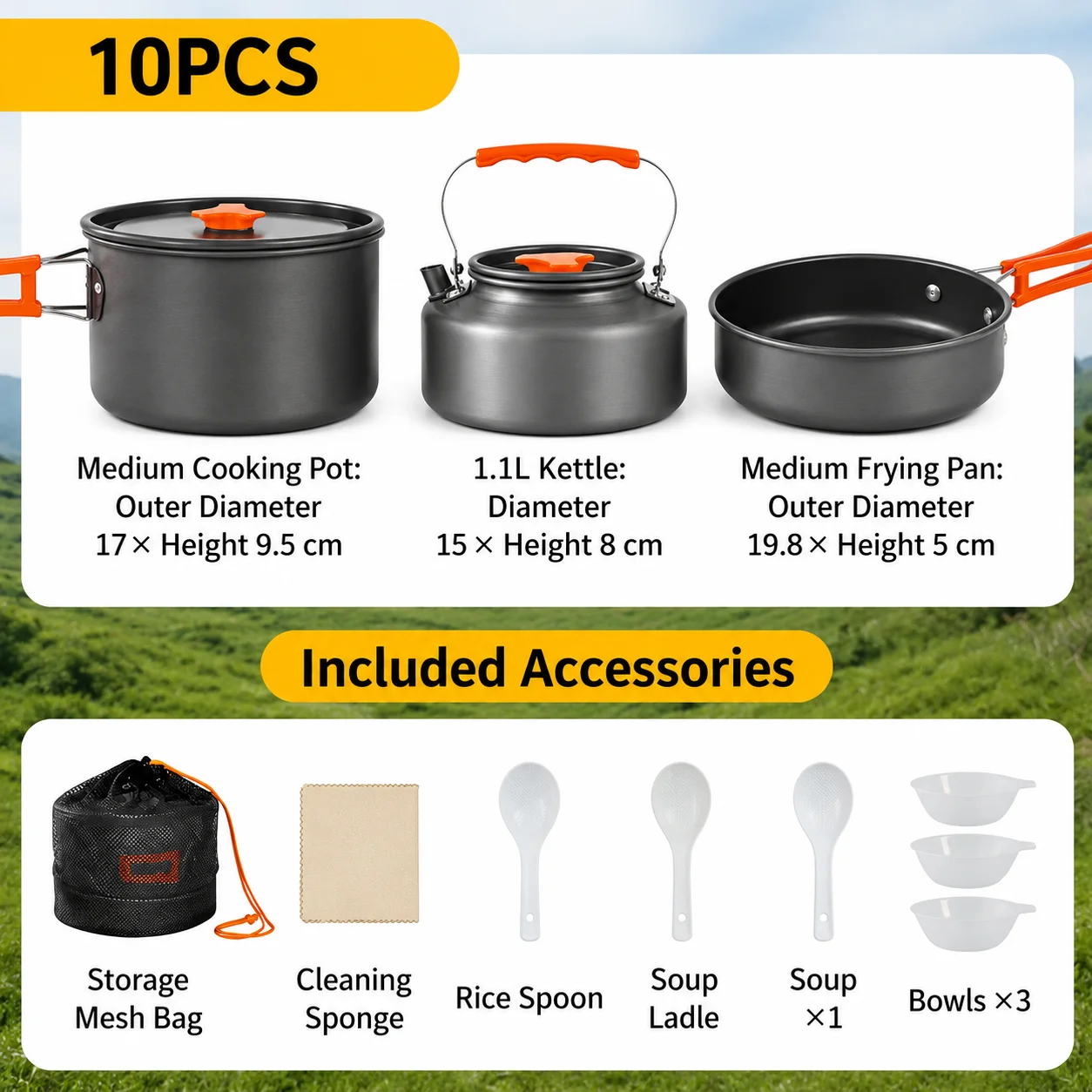 Outdoor Cooking Set Pot Pan Kettle Set image 4