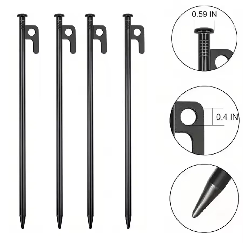 4PCS Heavy Duty Tent Pegs 30cm Steel Ground Stakes Camping Gazebo Awning