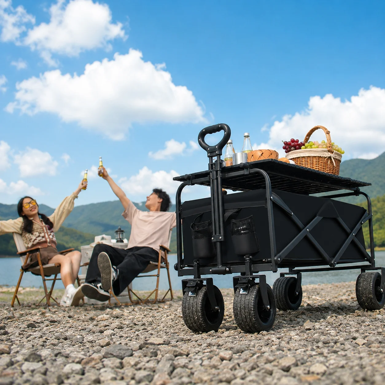 Heavy Duty Folding Wagon Cart Camping Trolley Beach Utility Garden Outdoor Cart