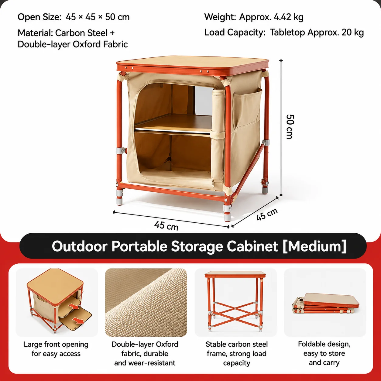 Portable Camping Storage Cabinet Folding Outdoor Kitchen Table Cupboard Shelf image 7