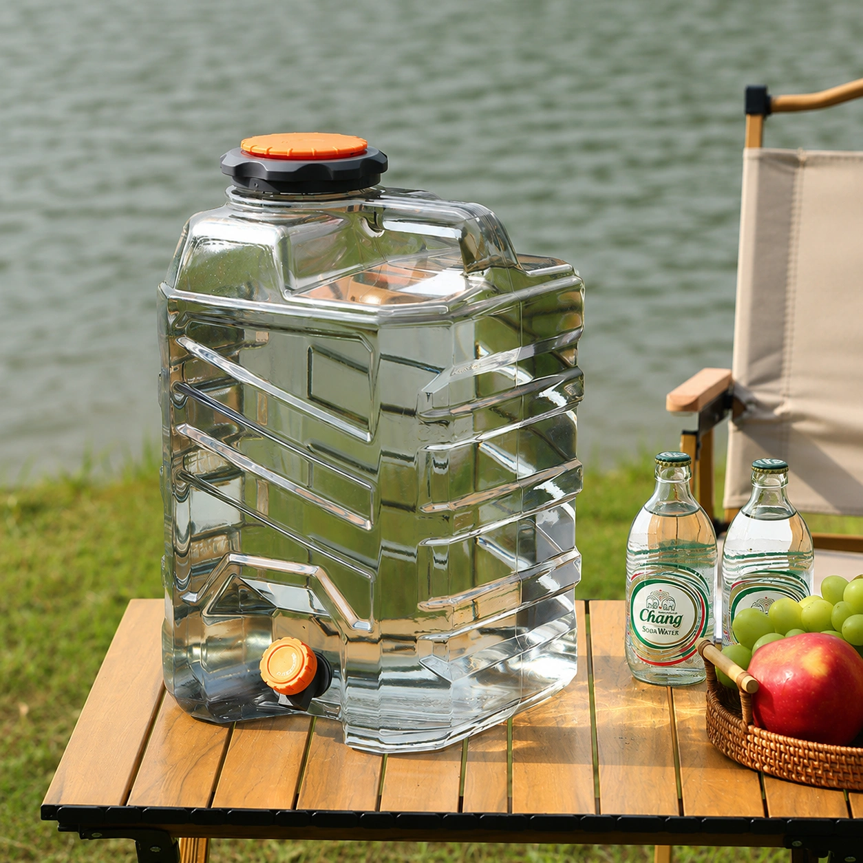 28L Camping Water Container with Electric Pump Portable Water Storage Tank BPA Free image 1