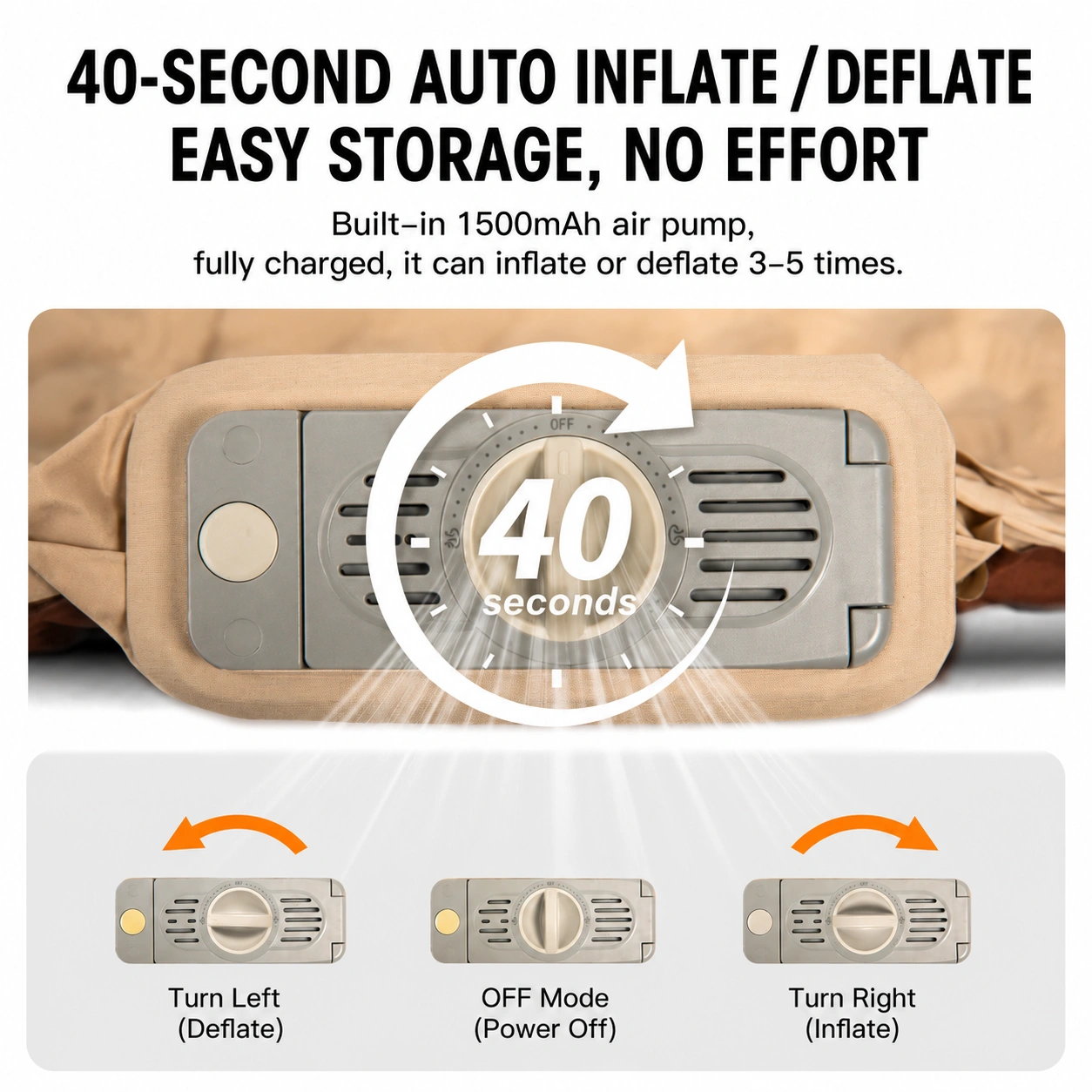 Mountainhiker Self Inflating Camping Mattress 10cm Thick Built-in Pump Single image 4