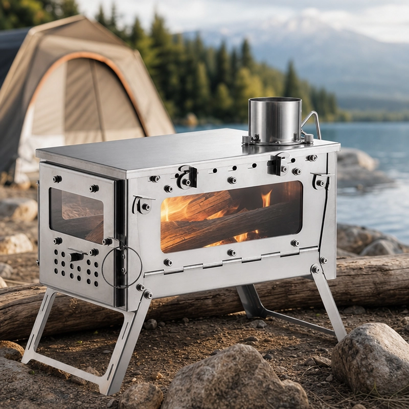Portable Foldable Stainless WoodFire Tent Stove Heater image 5