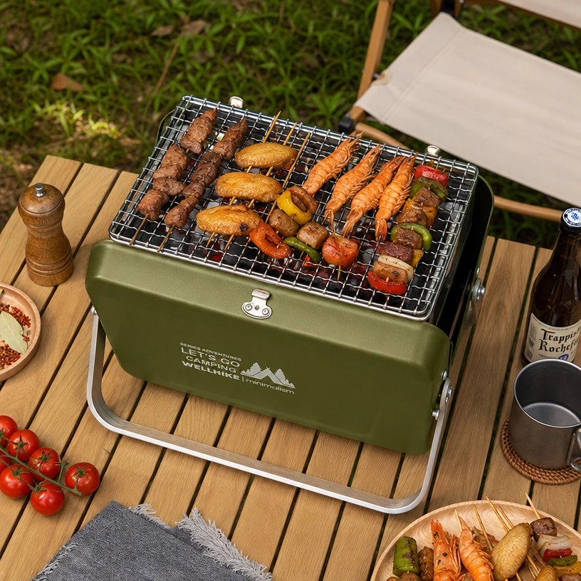 Portable Folding Charcoal BBQ Grill Camping Picnic Outdoor Barbecue Stove image 2