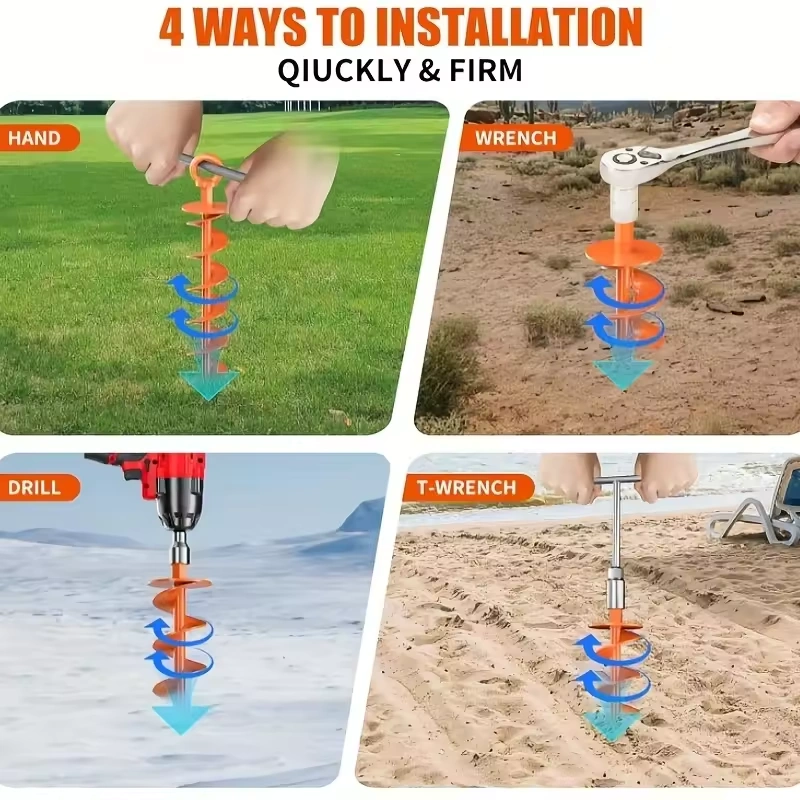 4PCS Ground Anchor Screw Stakes Heavy Duty Tent Gazebo Trampoline Auger Kit image 3