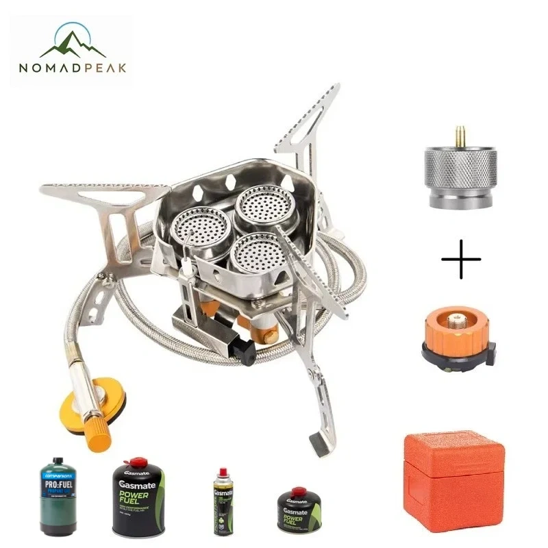 Camping Gas Stove Backpacking Burner Portable Hiking Cooker w/ LPG Adapter image 1